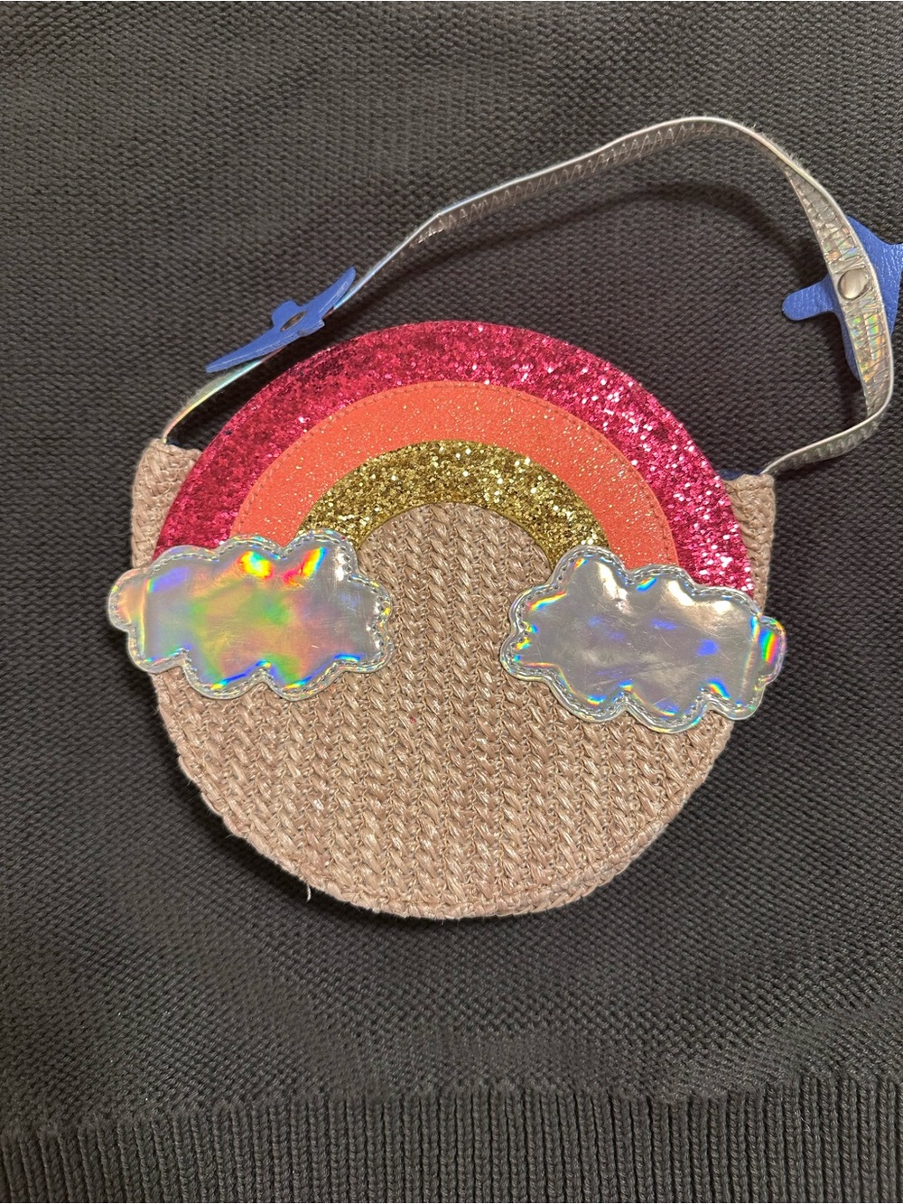 Girls Sparkle Rainbow purse - Pink, Gold & Holographic Cloud Accents